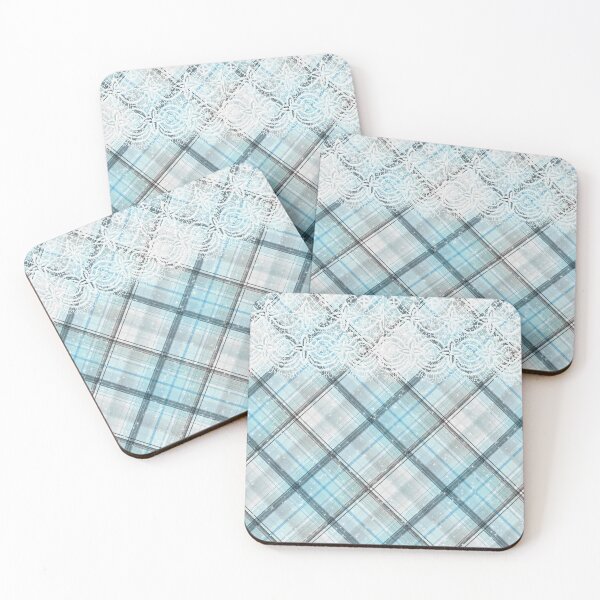 Item preview, Kawaii Pastel Plaid Ice Blue and White Lace Tartan Pattern Scottish Frozen Elsa designed and sold by Jolly-Yosei.