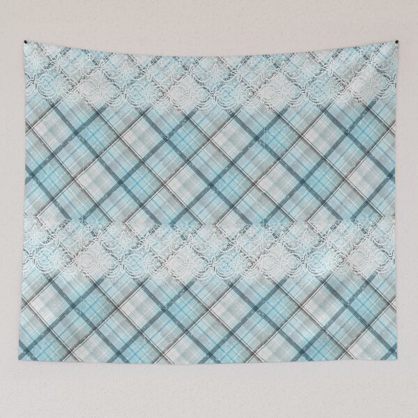Item preview, Kawaii Pastel Plaid Ice Blue and White Lace Tartan Pattern Scottish Frozen Elsa designed and sold by Jolly-Yosei.