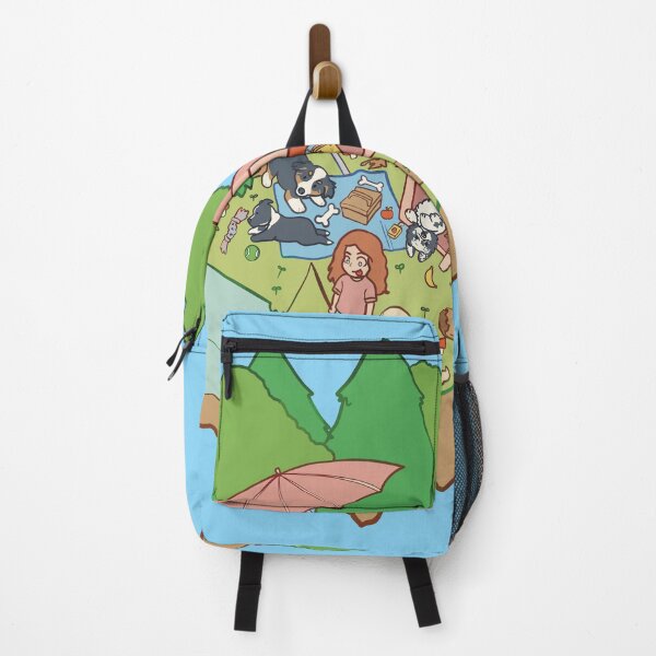 Item preview, Australian Shepherd and friends camping in the great outdoors designed and sold by Ivy Fox Illustration.