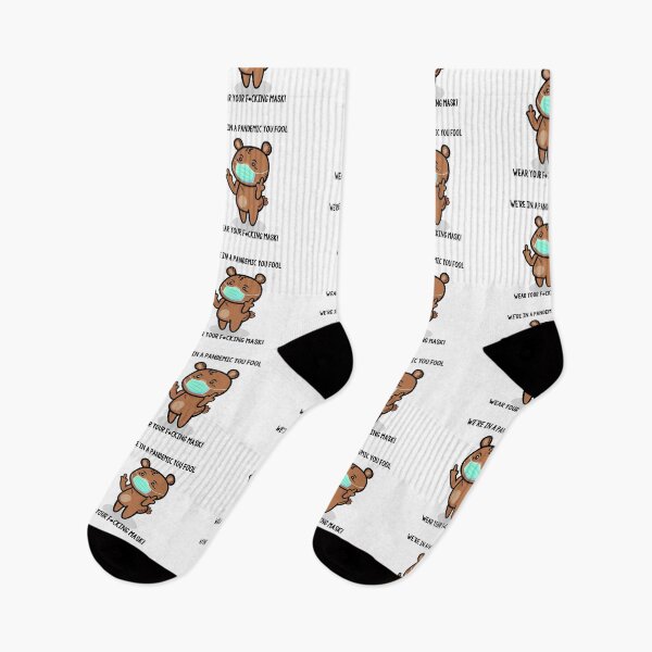 Item preview, Pandemic fool, WEAR YOUR MASK Sheeple - Funny & Cute middle finger Bear Mask Cartoon meme designed and sold by originalsusie.