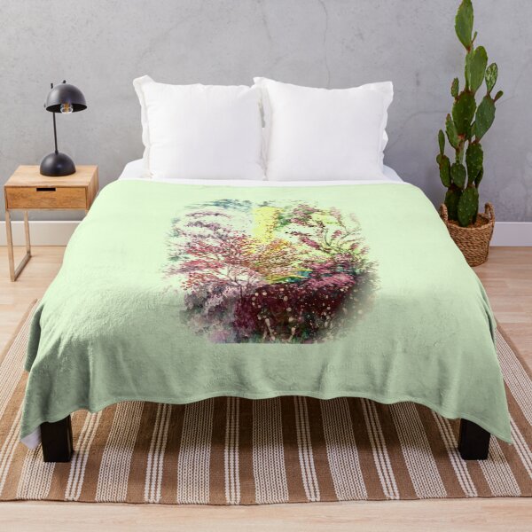 Item preview, Summer Flower Garden lime green watercolor painting  designed and sold by GittaG74.