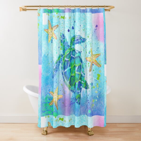 Sea Turtle with Starfish Shower Curtain