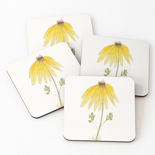 Item preview, Yellow Cone Flower Sketch in Pen, Ink, and Watercolor designed and sold by The Elderberry Blossom.