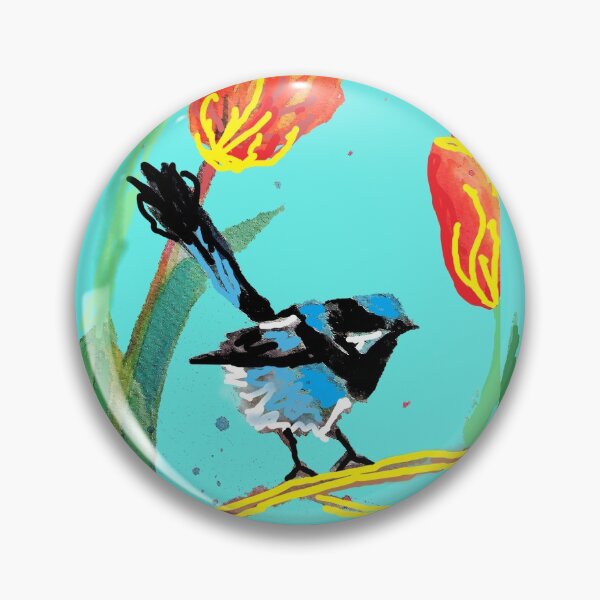 Item preview, Abstract Blue Wren Watercolor Painting designed and sold by Sarah  Rajkotwala.