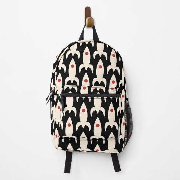 Item preview, Space Age 1950s Rocket Ships Mid-Century Modern Atomic Age Pattern in Cream, Red, and Black designed and sold by kierkegaard.