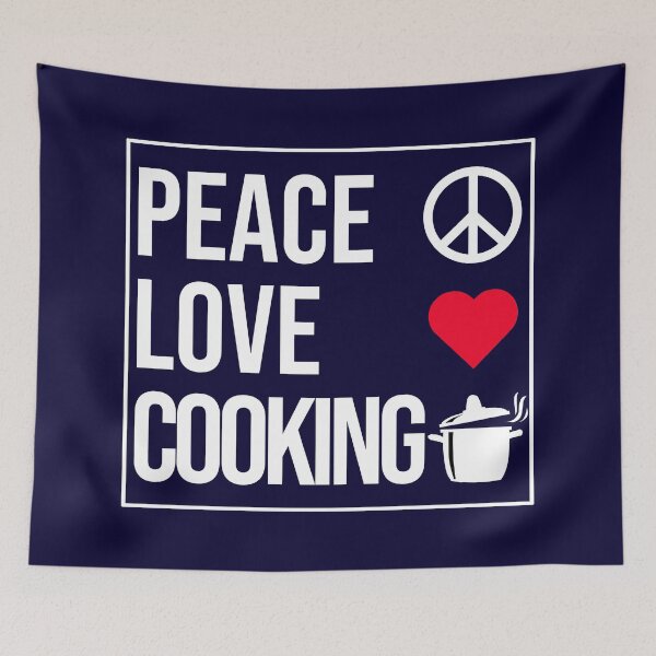 Aperçu de l'œuvre Peace Love Cooking créée et vendue par CatArtStore.