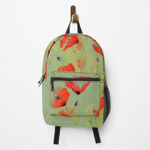 Item preview, Abstract poppies watercolor painting red and olive green designed and sold by GittaG74.