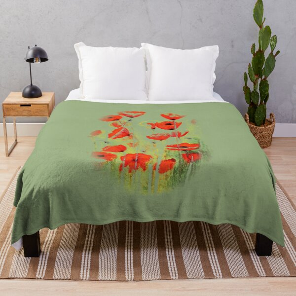 Item preview, Abstract poppies watercolor painting red and olive green designed and sold by GittaG74.
