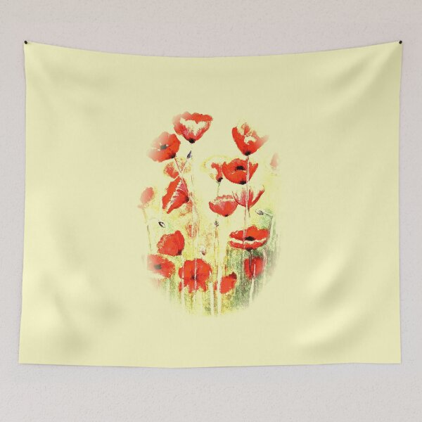Item preview, Abstract poppies watercolor painting red and yellow    designed and sold by GittaG74.