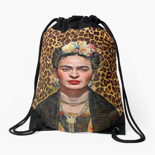 Leopard Frida Drawstring Bag