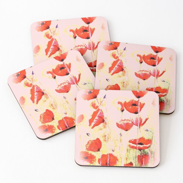 Item preview, Abstract poppies watercolor painting red and rose   designed and sold by GittaG74.
