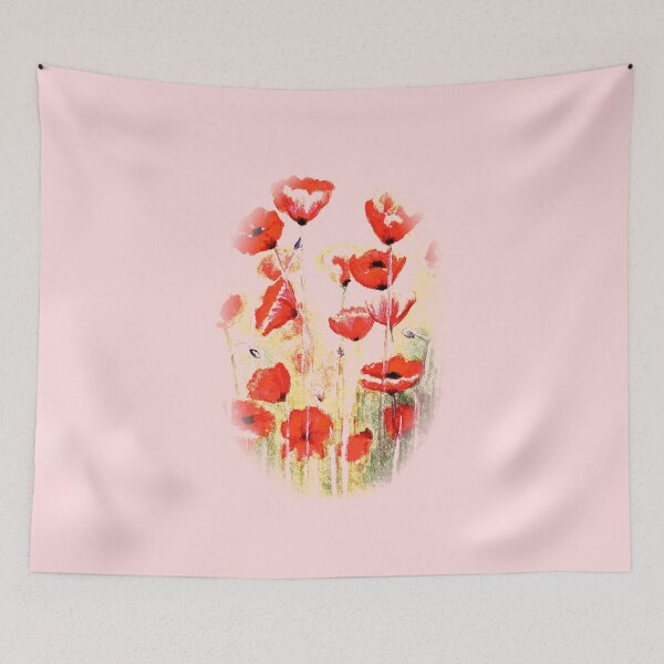 Item preview, Abstract poppies watercolor painting red and rose   designed and sold by GittaG74.
