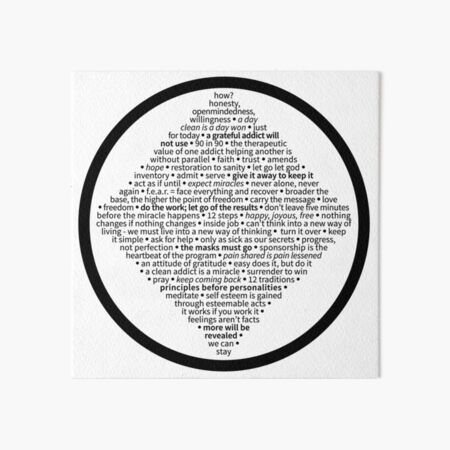 Recovery Slogans in NA Symbol Art Board Print