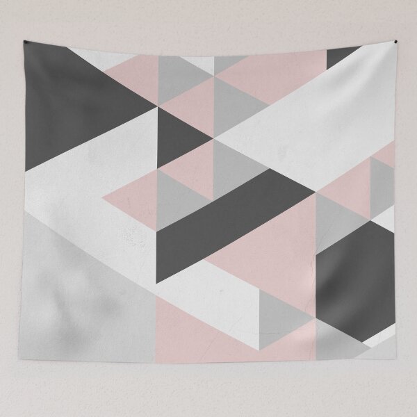 Item preview, Triangle Geometric Design Graphical Pattern Grey Pink and Black designed and sold by Ching Teoh.