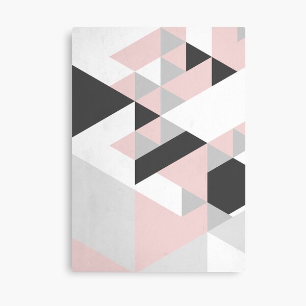 Triangle Geometric Design Graphical Pattern Grey Pink and Black Canvas Print