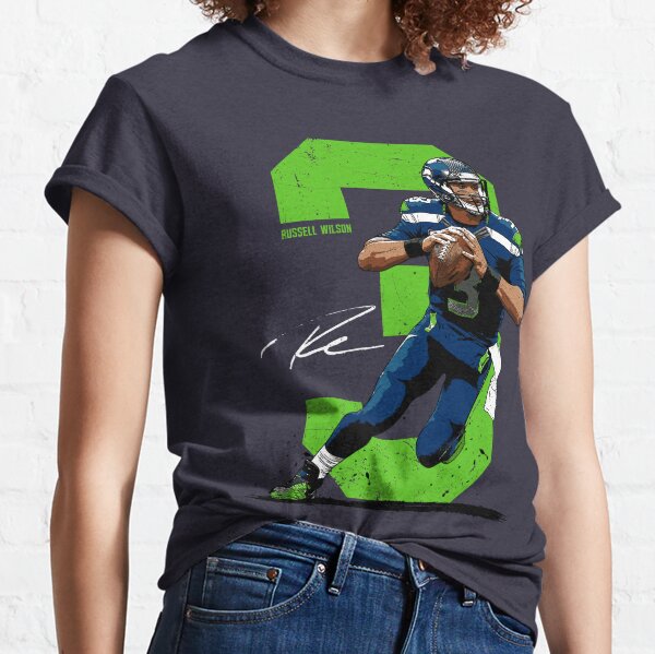 Seattle Seahawks Football Shirt Adult Large Dark Blue Russell Wilson #3  Womens