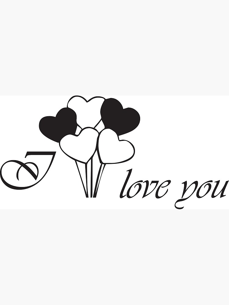 "i love you text clip art,black and white clip art font." Metal Print