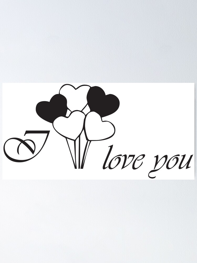 "Ich liebe dich Text ClipArt, SchwarzWeißClipArt Schriftart." Poster