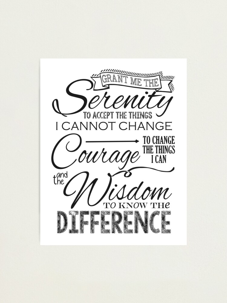 serenity prayer chalk typography photographic print by recoverygift redbubble