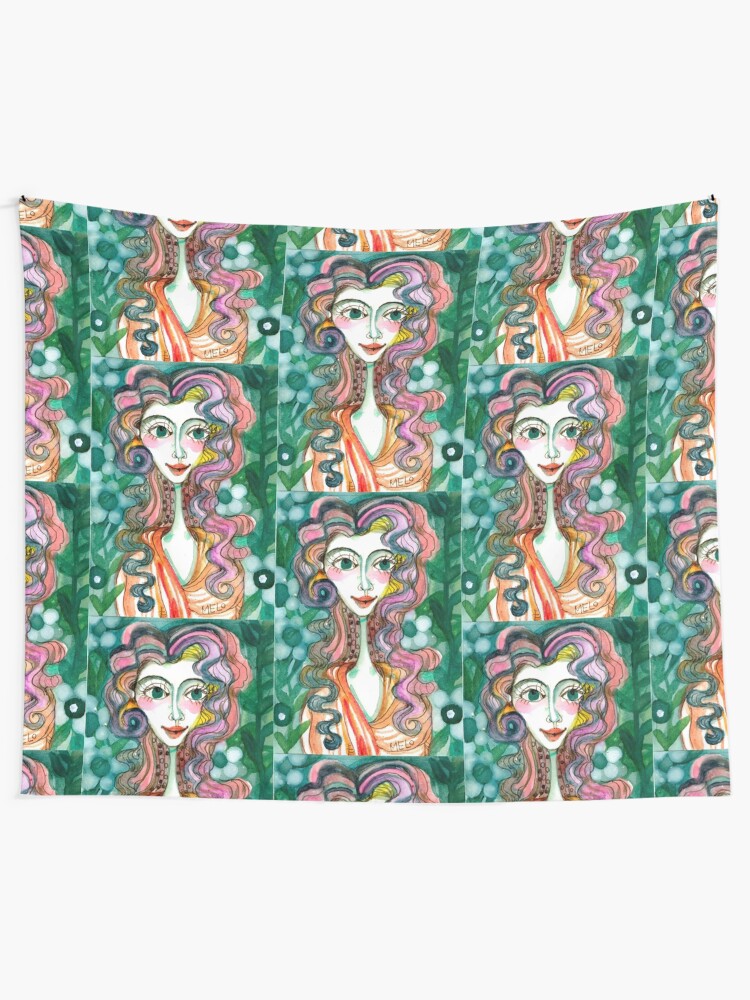Alternate view of Happy Woman Tapestry