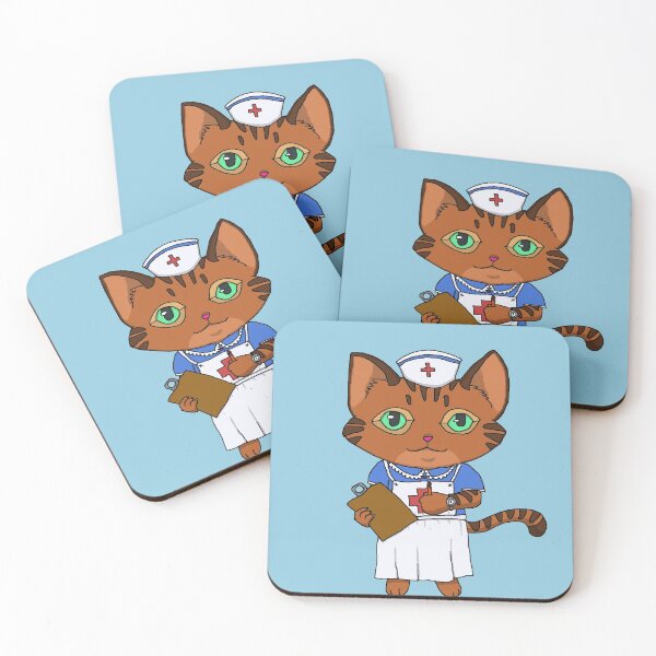 Item preview, Cute Nurse Kitten Tabby in Blue Uniform designed and sold by Chubuter.