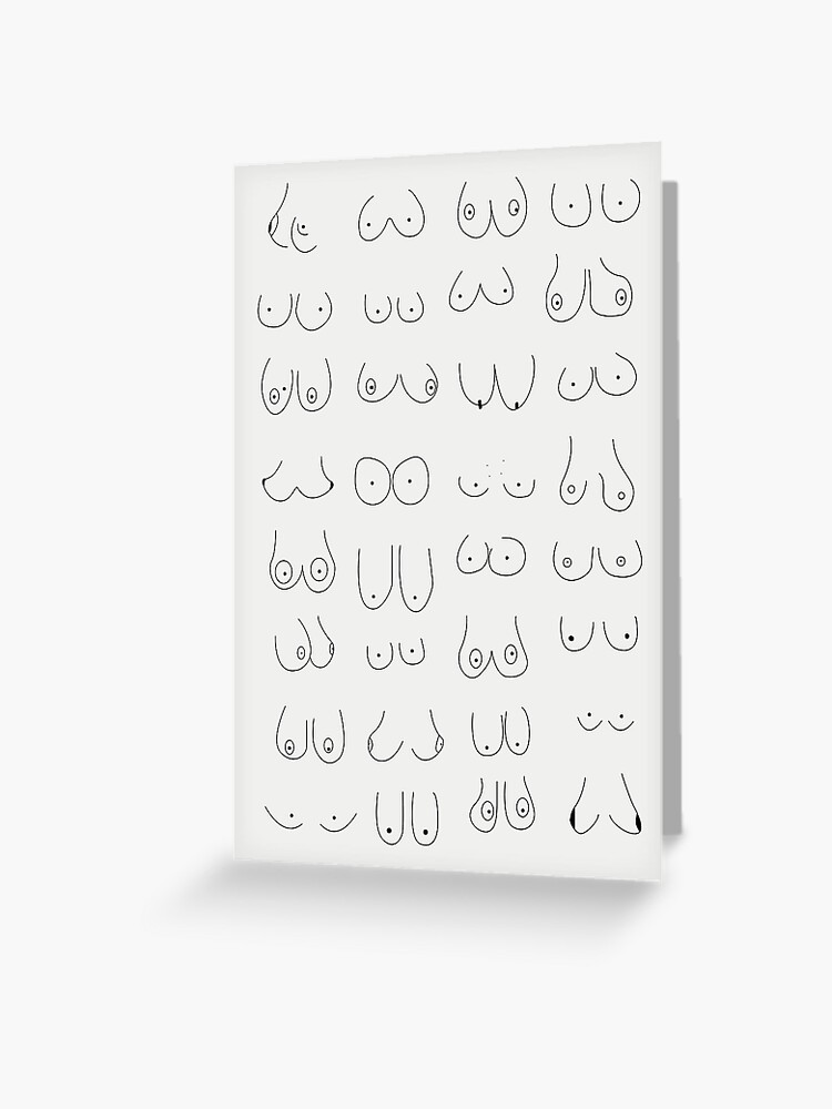 Minimalist Boobs Line Art - Funny Boobs Greeting Card for Sale by artswag