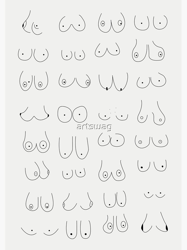 Minimalist Boobs Line Art - Funny Boobs | Sticker