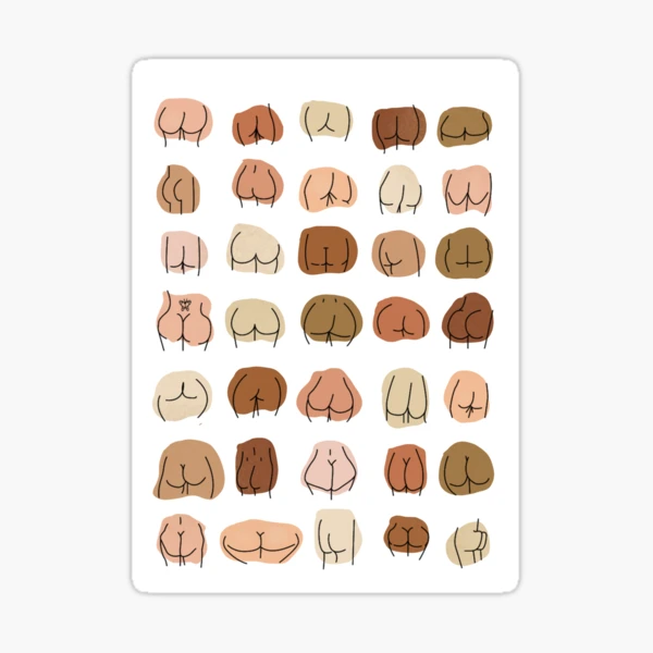 Love Butts - Shapes and Sizes Sticker for Sale by artswag