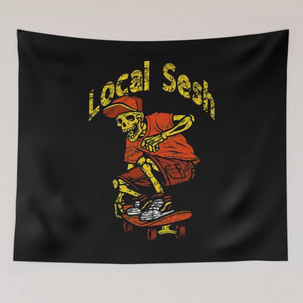 Item preview, Skateboarding Local Sesh! For Gnarly Rippers, No Snakes Allowed! Halloween or Anytime Cool Skater Skeleton. designed and sold by UrTops.