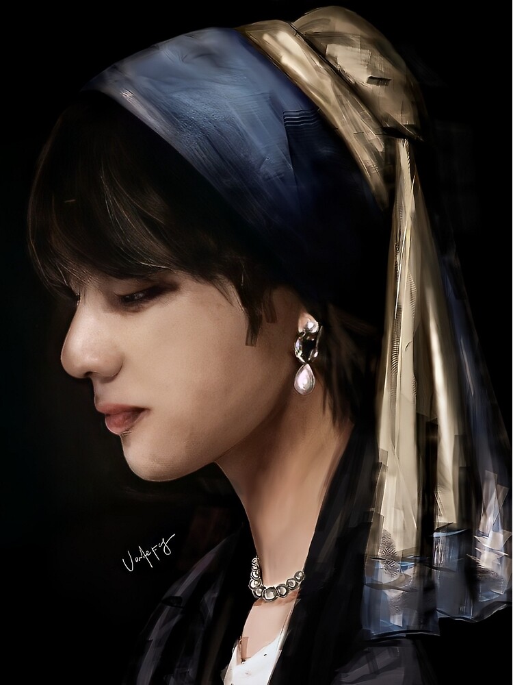 BTS Kim Taehyung V Dynamite Inspired Gold Pearl Earring 