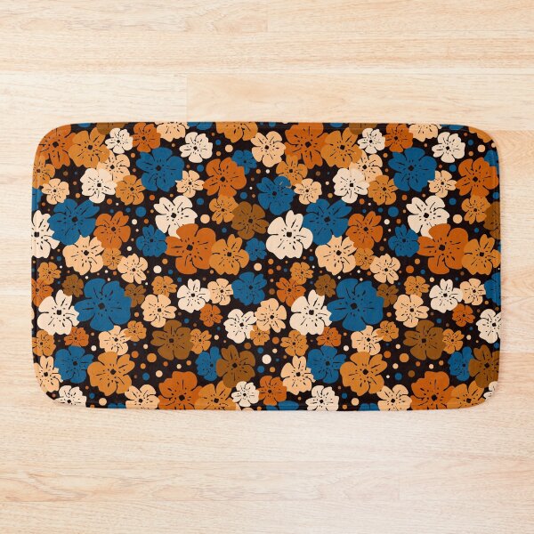 Item preview, Burnt orange and deep blue flowers with dots designed and sold by Natural-Avenue.