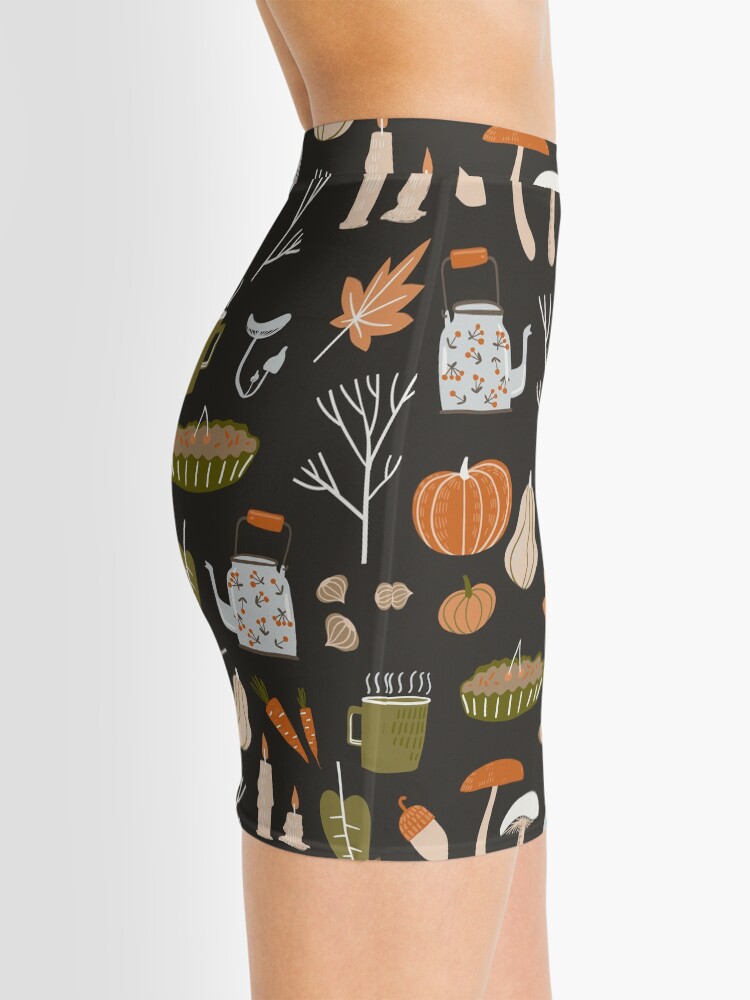 Alternate view of Fall seamless pattern with cozy nature elements. Mini Skirt