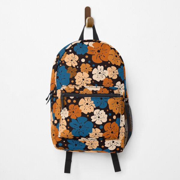 Item preview, Burnt orange and deep blue flowers with dots designed and sold by Natural-Avenue.