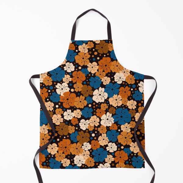Item preview, Burnt orange and deep blue flowers with dots designed and sold by Natural-Avenue.
