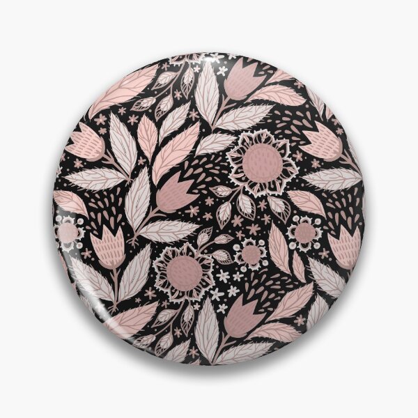 Item preview, Pink Floral and Leaf Pattern with Black Background designed and sold by Ashstone23.