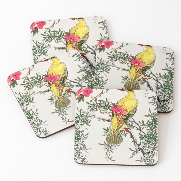 Item preview, chinese bush warbler and drooping peach iillustration 42664090104 designed and sold by Bird-Lore.