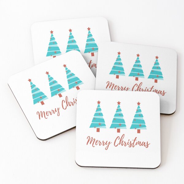 Item preview, Merry Christmas red stars and teal trees designed and sold by VondasCreations.