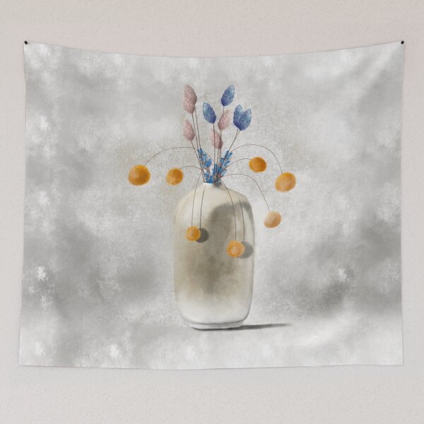Item preview, Grey ceramic vase with dried flowers designed and sold by PreeBee.