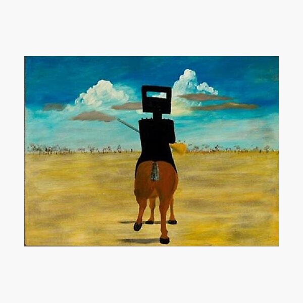 Sidney Nolan - 'Ned Kelly 1946' (1946), enamel on board. Famous painting by the significant Australian artist. Photographic Print