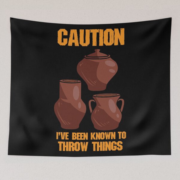 Item preview, Caution I've Been Known to Throw Things | Pottery and Ceramics designed and sold by Dancing Dolphin Crafts.