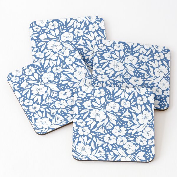 Item preview, White Floral On Light Blue  designed and sold by mariamsol.