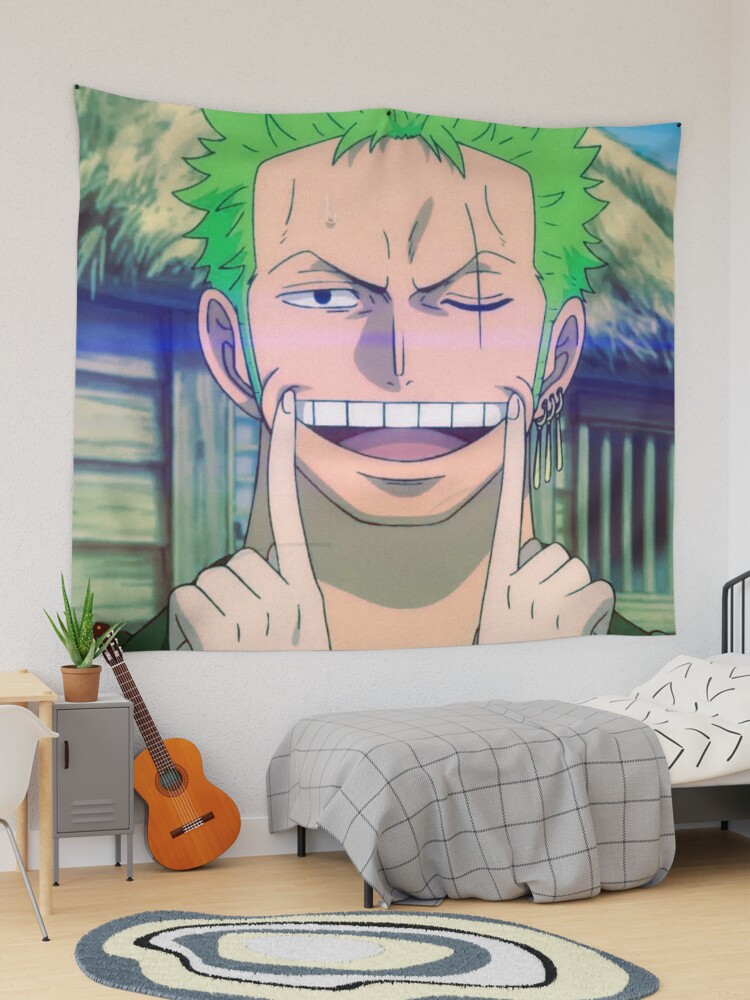 Zoro Smile Mask Wano - Cyan  Kids T-Shirt by RedaXis