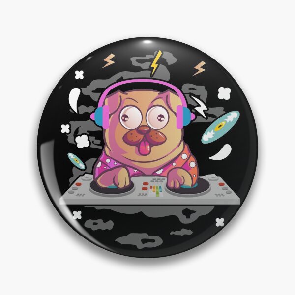 Item preview, DJ Pug Dog Hang Up Vinyl Party Festival Funny designed and sold by NixBob.