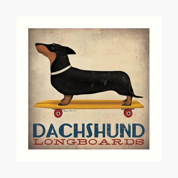 Dachshund Longboards Art Print