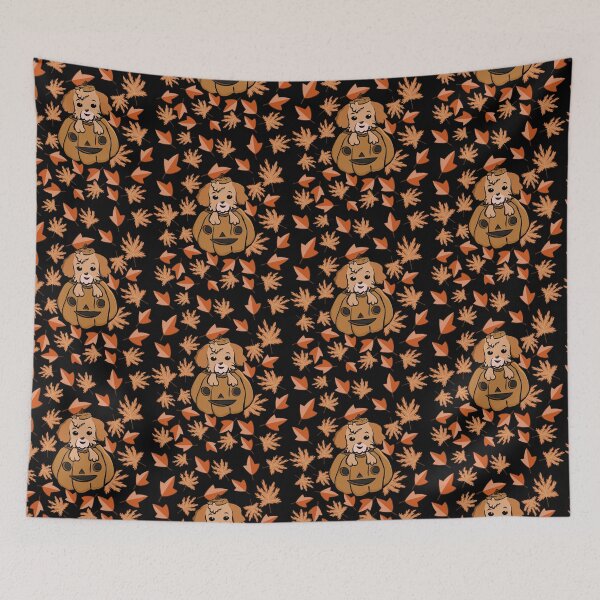 Item preview, Shih Tzu puppy in Pumpkin autumn leaves pattern designed and sold by SubtleSplit.