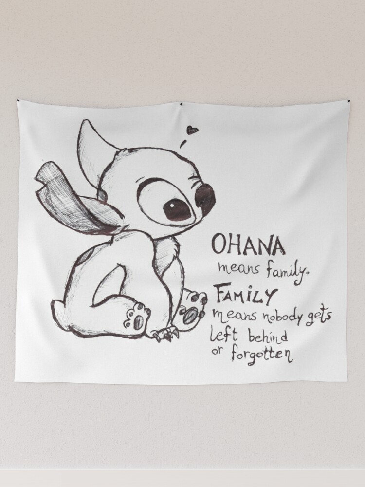 Stitch Ohana Lilo And Stitch Tapestry sold by Kellina Standardized, SKU  24492509