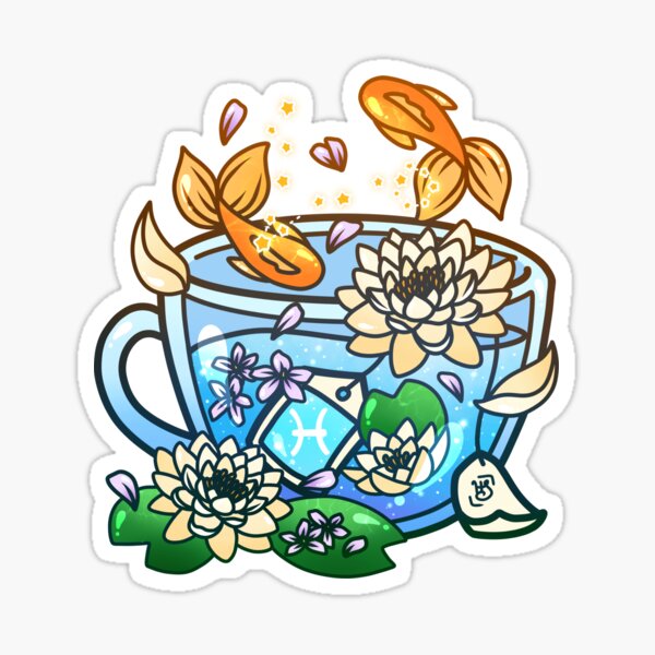 Pisces Zodiac Teacup Sticker