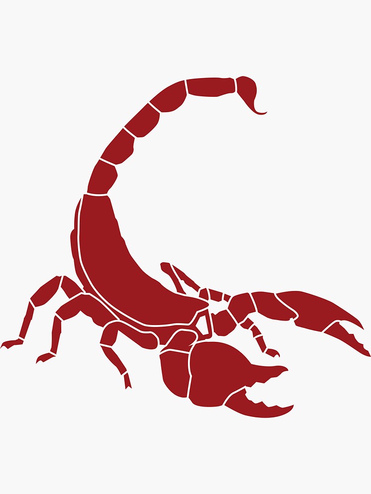 Dark Red Scorpion Illustration Sticker For Sale By Artoffect Redbubble