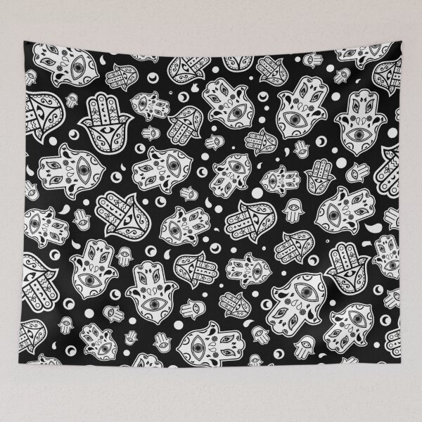 Item preview, Hamsa Hand -Hand of Fatima black and white designed and sold by k9printart.