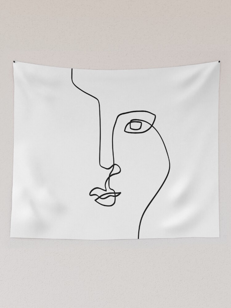 Abstract Face II One Line Art Tapestry for Sale by TheRedFinch Redbubble